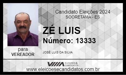 Candidato ZÉ LUIS 2024 - SOORETAMA - Eleições