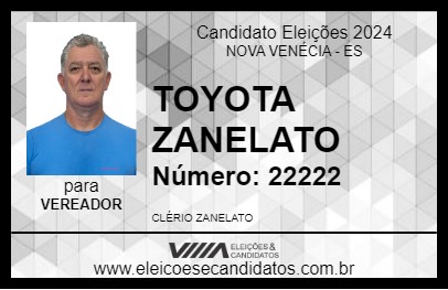 Candidato TOYOTA ZANELATO 2024 - NOVA VENÉCIA - Eleições