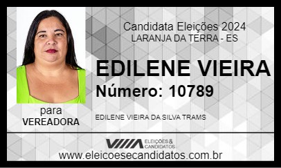 Candidato EDILENE VIEIRA 2024 - LARANJA DA TERRA - Eleições