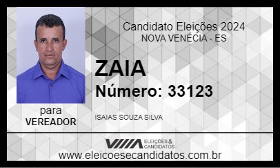 Candidato ZAIA 2024 - NOVA VENÉCIA - Eleições