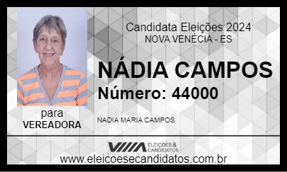 Candidato NÁDIA CAMPOS 2024 - NOVA VENÉCIA - Eleições