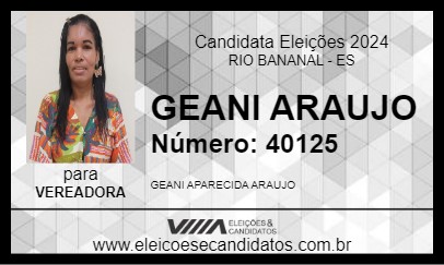 Candidato GEANI ARAUJO 2024 - RIO BANANAL - Eleições