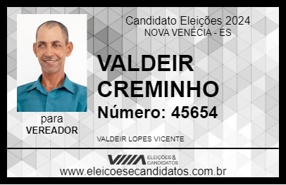 Candidato VALDEIR CREMINHO 2024 - NOVA VENÉCIA - Eleições