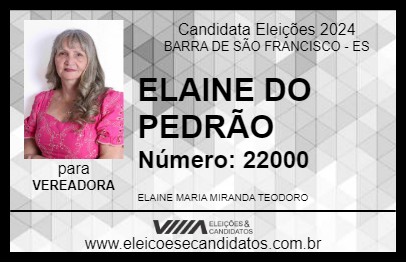 Candidato ELAINE DO PEDRÃO 2024 - BARRA DE SÃO FRANCISCO - Eleições