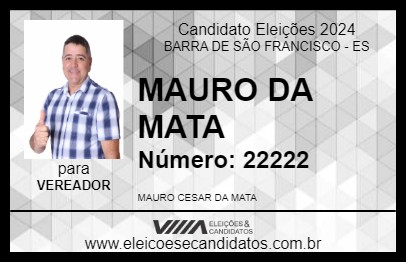 Candidato MAURO DA MATA 2024 - BARRA DE SÃO FRANCISCO - Eleições