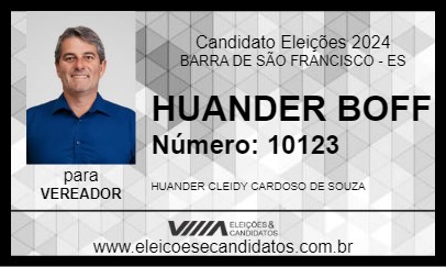 Candidato HUANDER BOFF 2024 - BARRA DE SÃO FRANCISCO - Eleições