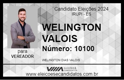 Candidato WELINGTON VALOIS 2024 - IRUPI - Eleições