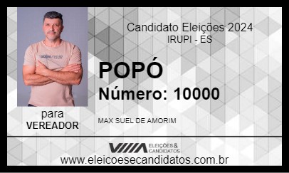 Candidato POPÓ 2024 - IRUPI - Eleições