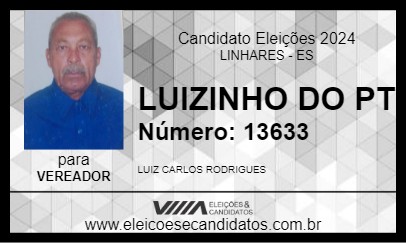 Candidato LUIZINHO DO PT 2024 - LINHARES - Eleições