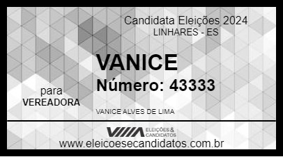 Candidato VANICE ALVES 2024 - LINHARES - Eleições