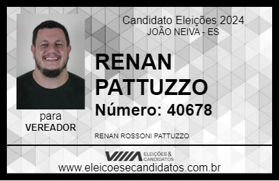 Candidato RENAN PATTUZZO 2024 - JOÃO NEIVA - Eleições