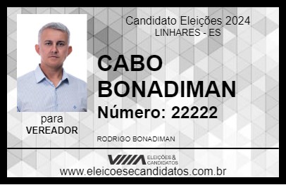 Candidato CABO BONADIMAN 2024 - LINHARES - Eleições