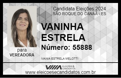 Candidato VANINHA ESTRELA 2024 - SÃO ROQUE DO CANAÃ - Eleições