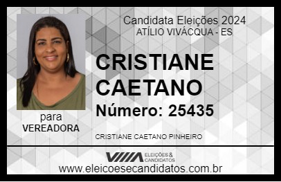 Candidato CRISTIANE CAETANO 2024 - ATÍLIO VIVÁCQUA - Eleições