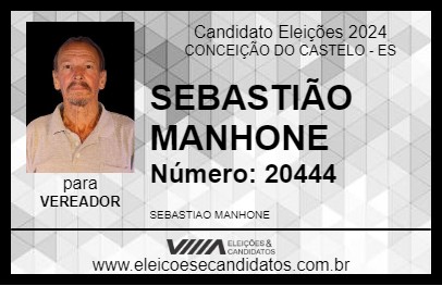 Candidato SEBASTIÃO MANHONE 2024 - CONCEIÇÃO DO CASTELO - Eleições