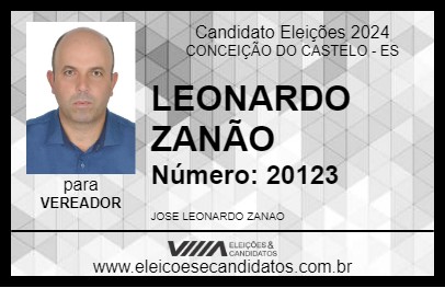 Candidato LEONARDO ZANÃO  2024 - CONCEIÇÃO DO CASTELO - Eleições