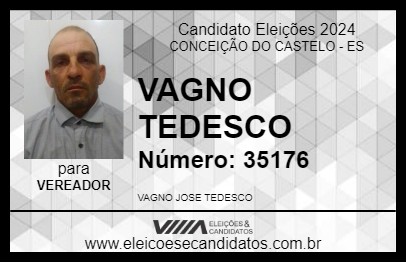 Candidato VAGNO TEDESCO 2024 - CONCEIÇÃO DO CASTELO - Eleições