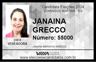 Candidato JANAINA GRECCO 2024 - DOMINGOS MARTINS - Eleições