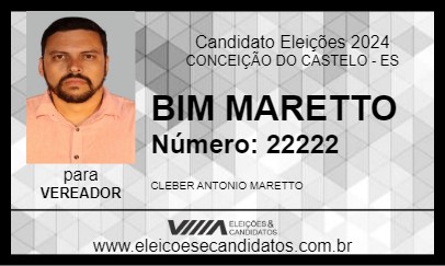 Candidato BIM MARETTO 2024 - CONCEIÇÃO DO CASTELO - Eleições