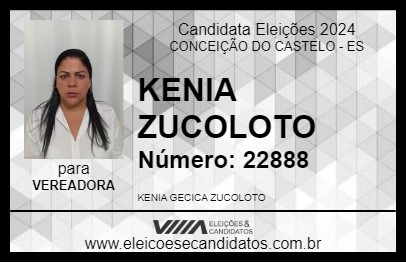 Candidato KENIA ZUCOLOTO 2024 - CONCEIÇÃO DO CASTELO - Eleições