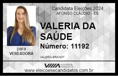 Candidato VALERIA DA SAÚDE 2024 - AFONSO CLÁUDIO - Eleições