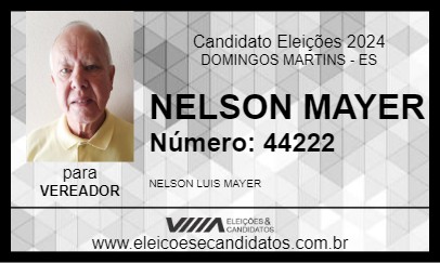 Candidato NELSON MAYER 2024 - DOMINGOS MARTINS - Eleições