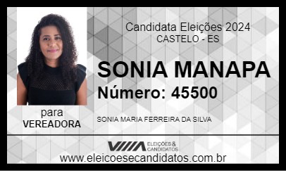 Candidato SONIA MANAPA 2024 - CASTELO - Eleições