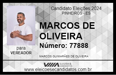 Candidato MARCOS DE OLIVEIRA 2024 - PINHEIROS - Eleições