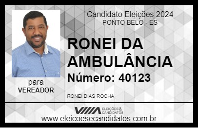 Candidato RONEI DA AMBULÂNCIA 2024 - PONTO BELO - Eleições