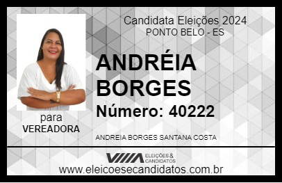 Candidato ANDRÉIA BORGES 2024 - PONTO BELO - Eleições