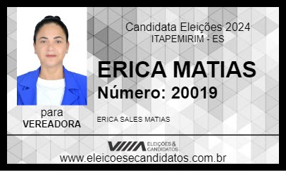 Candidato ERICA MATIAS 2024 - ITAPEMIRIM - Eleições