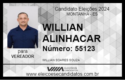 Candidato WILLIAN ALINHACAR 2024 - MONTANHA - Eleições