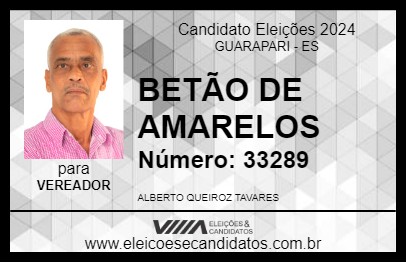 Candidato BETÃO DE AMARELOS 2024 - GUARAPARI - Eleições