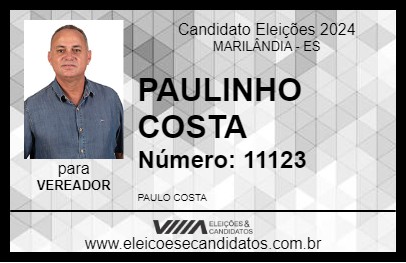 Candidato PAULINHO COSTA 2024 - MARILÂNDIA - Eleições