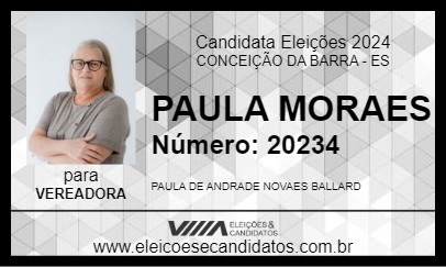 Candidato PAULA MORAES 2024 - CONCEIÇÃO DA BARRA - Eleições