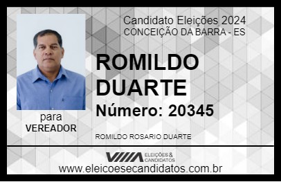 Candidato ROMILDO DUARTE 2024 - CONCEIÇÃO DA BARRA - Eleições