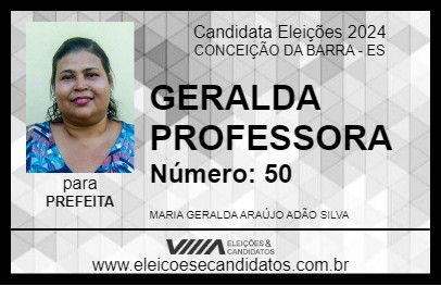 Candidato GERALDA PROFESSORA 2024 - CONCEIÇÃO DA BARRA - Eleições