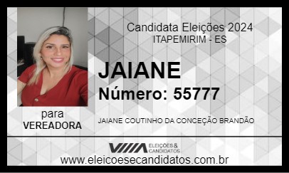 Candidato JAIANE 2024 - ITAPEMIRIM - Eleições