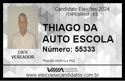 Candidato THIAGO DA AUTO ESCOLA 2024 - ITAPEMIRIM - Eleições