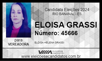 Candidato ELOISA GRASSI 2024 - RIO BANANAL - Eleições