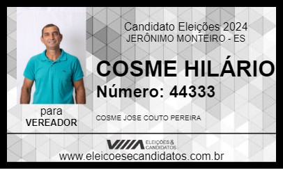 Candidato COSME HILÁRIO 2024 - JERÔNIMO MONTEIRO - Eleições