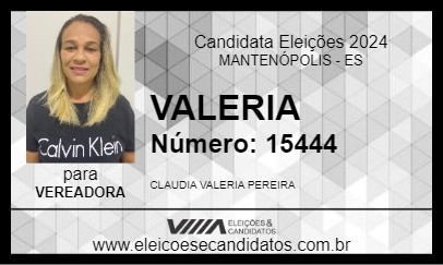 Candidato VALERIA 2024 - MANTENÓPOLIS - Eleições