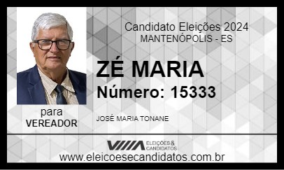 Candidato ZÉ MARIA 2024 - MANTENÓPOLIS - Eleições