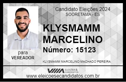 Candidato KLYSMAMM MARCELINO 2024 - SOORETAMA - Eleições