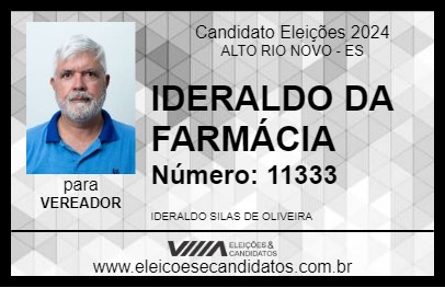 Candidato IDERALDO DA FARMÁCIA 2024 - ALTO RIO NOVO - Eleições