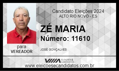 Candidato ZÉ MARIA 2024 - ALTO RIO NOVO - Eleições