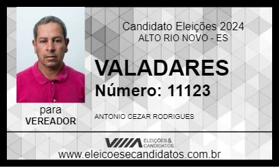 Candidato VALADARES 2024 - ALTO RIO NOVO - Eleições