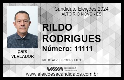 Candidato RILDO RODRIGUES 2024 - ALTO RIO NOVO - Eleições