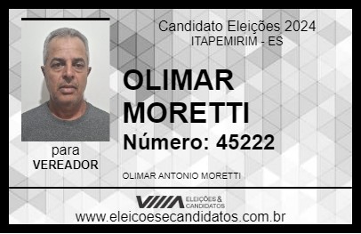 Candidato OLIMAR MORETTI 2024 - ITAPEMIRIM - Eleições