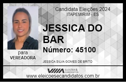 Candidato JESSICA DO BAR 2024 - ITAPEMIRIM - Eleições